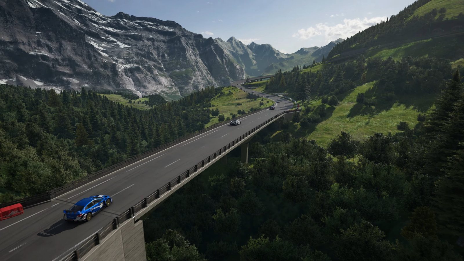 A pack of cars on the mountain road at Eiger Nordwand